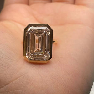 Anillo de Diamante de Corte Esmeralda de 13 Quilates Cultivado en Laboratorio, Clásico, Oro Rosa de 14K, Chapado en Rodio, Joyería para Compromiso, Boda, Fiestas - Product Image 1