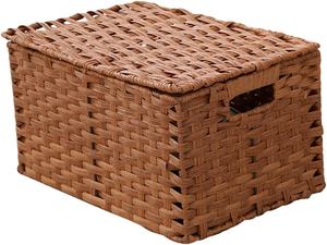 Panier de rangement rectangulaire moderne en plastique tressé écologique avec poignée, empilable, multifonctionnel pour l'organisation des aliments - Product Image 2