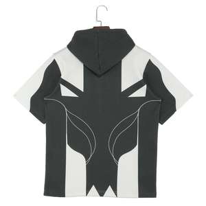 Vente flash : sweat-shirt à capuche à manches courtes en coton molletonné imprimé noir et blanc, style streetwear pour homme, coupe classique - Product Image 3