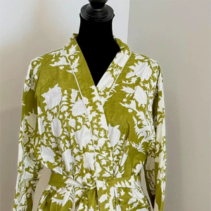 Robe Kimono en Coton Imprimé à la Main, Peignoir Kimono Indien en Coton, Robe Longue d'Été pour Femme, Robe de Nuit - Product Image 1