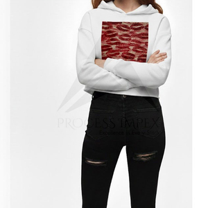 Sudadera con Capucha Blanca para Mujer con Estampado de Labios Rojos, de Algodón, para Otoño - Product Image 3
