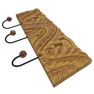 Smart Art Wood Carving Yellow Washed Decor 3 <b>Hooks</b> <b>Wall</b> <b>Key</b> <b>Hooks</b> Wooden <b>Wall</b> Mount <b>Key</b> Hanger <b>Wall</b> Personalized Engineered Wood - Product Image 4