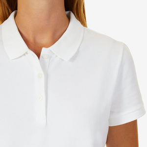 Polo pour femme vert foncé à manches courtes 100% polyester tricoté décontracté couleur unie col classique - Product Image 5
