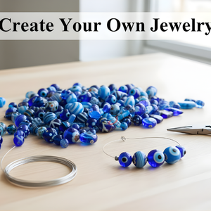 Cuentas Sueltas de Vidrio Azul Hechas a Mano |   Suministros para la Creación de Joyas de Diferentes Formas, Accesorios para Manualidades DIY |   Cadena de 8 Pulgadas - Product Image 3