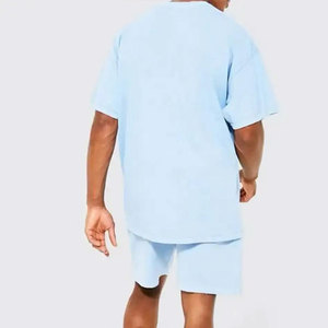 OEM Best Selling Solid Color Cotton <b>Twin</b> <b>Set</b> Mens 2PC Shorts and T Shirt <b>Sets</b> With Customized Printing Colors And Size - Product Image 4
