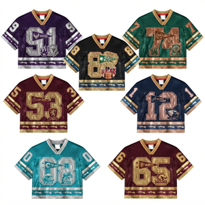 Maillot de football américain sur mesure pour femme, 100 % polyester, tissu maillé épais, sans manches, surdimensionné, numéro brodé - Product Image 4