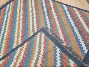 Alfombra Kilim Hecha a Mano con Patrón Geométrico, Tejido Plano de Lana y Acrílico, Rectangular, para Sala de Estar, con Base de Yute - Product Image 4