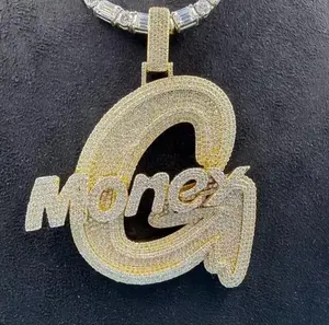 Colgante Personalizado de Letra Burbuja de Moissanita, Amuleto con Nombre Iced Out, Letras del Alfabeto de Plata 925, Joyería Hip Hop, Colgante Personalizado - Product Image 1