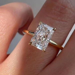 แหวนเพชรทรงรัศมีเพาะเลี้ยงในห้องปฏิบัติการ ทองคำแท้ 14K แบบคลาสสิก ตัวเรือนแบบหนามเตย สำหรับผู้ชายและผู้หญิง เหมาะสำหรับงานหมั้นและงานแต่งงาน - Product Image 1