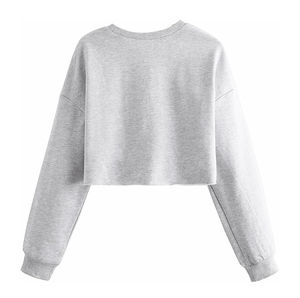 Sudadera Corta de Algodón Transpirable de Alta Calidad para Mujer, Personalizada para Gimnasio y Fitness, Cuello Redondo, Color Gris - Product Image 6