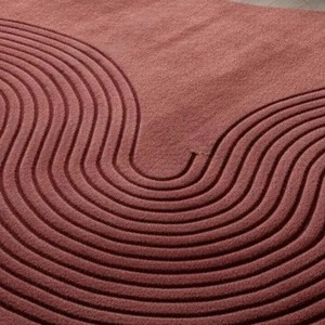 Tapis rouge abstrait, forme irrégulière moderne, tapis tufté à la main, design texturé 3D, tapis d'appoint pour salon, chambre à coucher, décoration élégante - Product Image 6