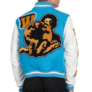 Veste universitaire classique pour homme à manches longues, 100 % laine, avec impression personnalisée, patchs en chenille et logo, style baseball - Product Image 2