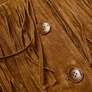 Chaqueta de Hombre Estilo Occidental OEM, de Cuero Genuino, para Invierno, Cálida, Elegante, Cómoda, de Manga Larga, con Flecos de Gamuza, Corte Ajustado - Product Image 3