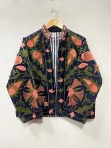 Chaqueta de Invierno de Lujo para Mujer, Estilo Boho Hippie, Bordada con Suzani, de Algodón y Terciopelo, Ropa de Abrigo Unisex para Vacaciones, al por Mayor - Product Image 2