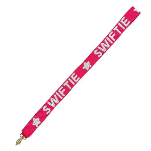 Swiftie Red Ribbon <b>Strap</b> With White Text And Stars Fashionable Trendy Bag Accessory - Product Image 1