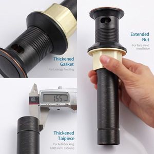 Sifone a scomparsa opaco in ABS per lavabo da appoggio in acciaio inossidabile, con protezione anti-intasamento e troppopieno - Product Image 6