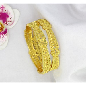 Designer <b>Gold</b> Plated 4pc Trendy Pure Brass <b>Antique</b> <b>Bangles</b> Set Dubai Jewellery for Women With Best Price Wristband - Product Image 1