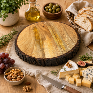 Tabla de cortar y servir de madera natural |   Tabla de cortar rústica con borde de corteza de árbol |   Tabla de Quesos y Servir de Madera Hecha a Mano - Product Image 6