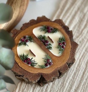 Bark Edges Wooden Base Candle Bowl For Home Wedding Festive Classic Dough Candle Container For Tabletop Restaurant & Cafes - Product Image 1