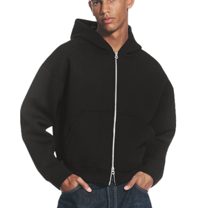 Mens Full Zip <b>Hoodie</b> Casual Sweatshirt Long Sleeve Kangaroo Pocket 100% Cotton Soft <b>Plain</b> <b>Black</b> Everyday Wear Fashion Wholesale - Product Image 1