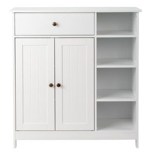 White Double Door Bathroom Cabinet with Adjustable Panels 1 Drawer and 3 <b>Side</b> Shelves Product Category Sideboards - Product Image 5