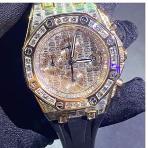 Reloj de Diamantes Incoloros Cultivados en Laboratorio de Alta Calidad, Automático, Mecánico, Estilo Ejecutivo, Oro Blanco, 20 mm, Estilo Hip Hop, con Incrustaciones de Diamantes DEF - Product Image 5