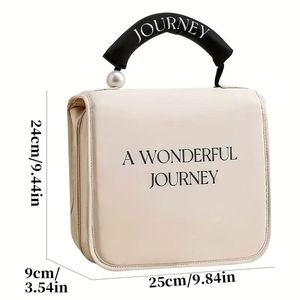 Borsa Cosmetica Portatile da Donna Grande Capacità con Perle e Gancio, per Viaggi d'Affari e Kit da Toilette - Product Image 2