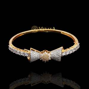 Gold Plated Brass Pearl Hook Bangle-Ethnic Religious Classic Bracelet - Product Image 3