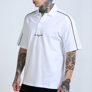 เสื้อโปโลผู้ชายสีขาว ผ้าฝ้าย แขนสั้น ปักโลโก้ ผ้าอ๊อกซ์ฟอร์ด สวมใส่สบาย ทรงปกติ กันยับ ดีไซน์ด้านหน้า - Product Image 4