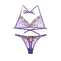Ensemble de lingerie sportive sexy pour femmes, soutien-gorge en dentelle et culotte hipster, 2 pièces, avec armatures, OEM ODM, logo personnalisé, séchage rapide, respirant, antibactérien
