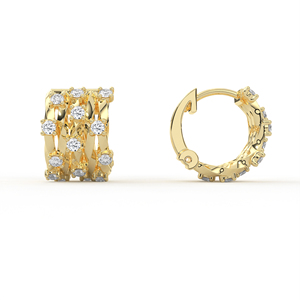 ต่างหูเพชร POOJA DIAMOND ทอง 14K 18K ได้รับการรับรองจาก IGI เพชรเพาะเลี้ยงในห้องปฏิบัติการ ดีไซน์วงแหวนแบบหนา  งานละเอียดหรูหรา - Product Image 6