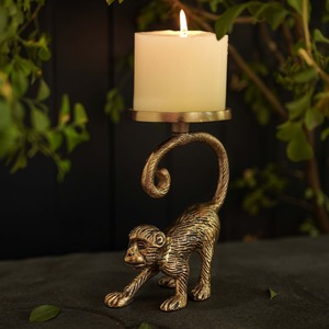 Flame Atelier - Portavelas con diseño de mono, 15,8 cm, decoración del hogar, soporte de metal duradero - Product Image 2