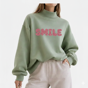 Sudadera Oversize de Cuello Alto Estampada para Mujer, Estilo Urbano, Informal, de Invierno, Corte Holgado, para un Look Moderno y Diario - Product Image 1