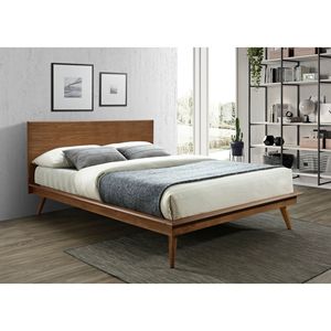 Letto matrimoniale con piattaforma resistente, design moderno ed elegante, in legno marrone, per camera da letto - Product Image 1