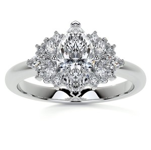 Marquise Cut Moissanite <b>Ring</b> 925 Sterling <b>Silver</b> White Gold Plated Luxury Engagement Wedding Promise Bridal <b>Solitaire</b> <b>Ring</b> - Product Image 1
