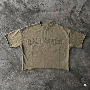 Boxy Cropped <b>Acid</b> Wash T Shirts Custom Distressed Embroidery Logo Loose Fit Private Label Streetwear <b>Drop</b> Shoulder T Shirts - Product Image 1