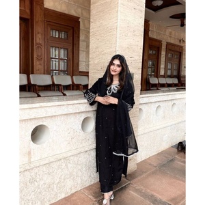 Fatema Fashion's Latest Designer Muselina Algodón Seda Bordado Secuencia Kurti Set Indio Paquistaní Traje Vestido para Ropa de Fiesta - Product Image 1