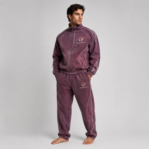 Men Sun Faded Tracksuit Washed Finish Crew Neck Sweatshirt <b>Jogger</b> Pants Modern Casual Fashion Clothing For Daily Wear - Product Image 1