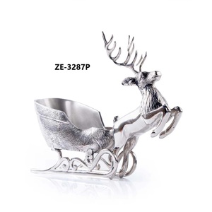 Metal Reindeer Sleigh Wine Coasters Vintage Design 41cm Length Party Beverage Cooler Durable Decorative Holder Floral Pattern 5L - Product Image 3