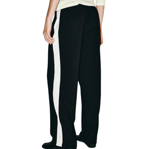 Pantalon large pour femme à rayures latérales, coupe décontractée, taille haute, ample, décontracté, personnalisable OEM, bas de tenue streetwear tendance - Product Image 2