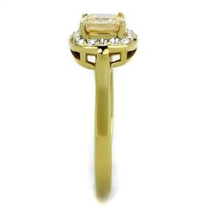 Anello in Acciaio Inossidabile TK2173 con Zirconia Cubica di Grado AAA e Placcatura in Oro IP (Ion Plating) per Champagne - Product Image 4