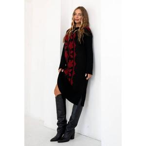 Vestido Navideño Bordado Ucraniano, Vestido Bordado Cálido, Vestido de Invierno Negro y Rojo, Regalo para Mujeres Ucranianas, Vyshyvanka Ucrania - Product Image 3