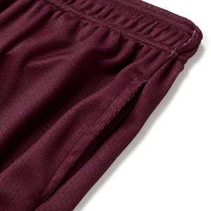 Men's Solid Burgundy Polyester <b>Shorts</b> Elastic Waist Quick Dry Breathable Casual Sport Wear Custom Mesh Front Logo Drawstring - Product Image 3