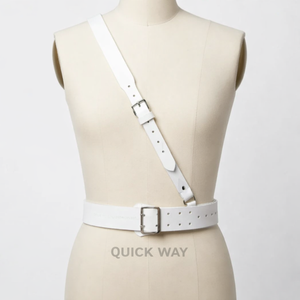 Ceinture en cuir blanc à sangle croisée style Sam Browne, faite à la main, pour uniforme formel ou tenue habillée - Product Image 1