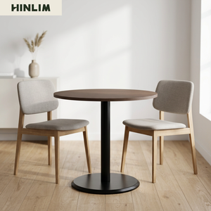 Table à manger ronde scandinave durable avec plateau en bois et pieds en bois, design minimaliste, 2 places, mobilier moderne pour la maison, l'hôtel et la salle à manger - Product Image 4