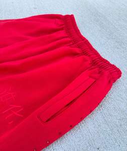 Nouvel ensemble de survêtement deux pièces avec sweat à capuche court en strass et pantalon fluide pour hommes et femmes, broderie de logo personnalisée, tenue d'hiver - Product Image 6