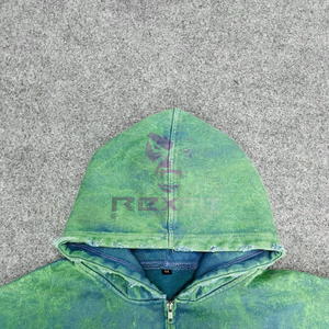 Prefect Acid Wash Men Fleece Streetwear Hoodie Cutting Sport Edition Zipper Distressed Hoodie Rhinestone <b>Zip</b> <b>up</b> <b>Jacket</b> - Product Image 5
