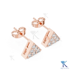 Lab Grown Diamond Geometric Triangle Stud <b>Earrings</b> 6 Stone Cluster 14K 18K <b>Solid</b> Gold Fine Women Jewelry Bridal Anniversary Gif - Product Image 5