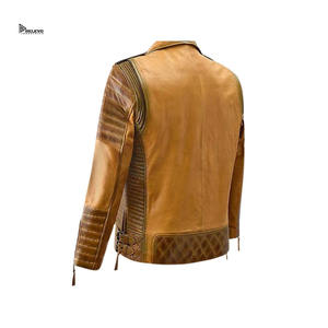 Chaqueta de Cuero Amarilla Personalizada para Hombre, Estilo Motero Casual, Resistente al Viento, Ropa de Calle, Proveedor al por Mayor - Product Image 4