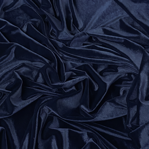 Solid Woven 100% Polyester Velvet Fabric Medium Weight Brushed Sueded Navy <b>Blue</b> Elegant Luxury Wrinkle Resistant Girls - Product Image 5